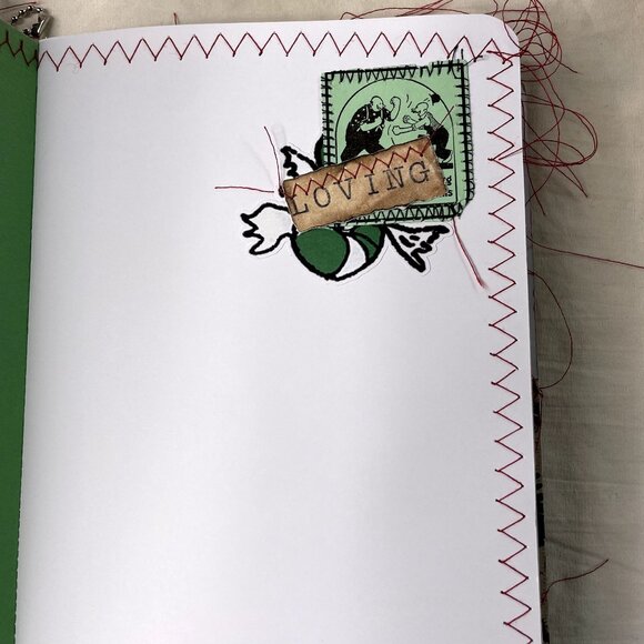 Christmas Junk Journal  With Charm u Washi  Fabric Wrap Tons Ephemera Handmade B - Picture 12 of 16